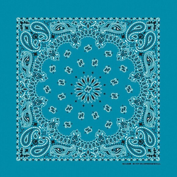 USA 100% Cotton Paisley Bandanas 22"X22" Turquois Adults, Kids, Dogs, Crafts - Picture 1 of 1